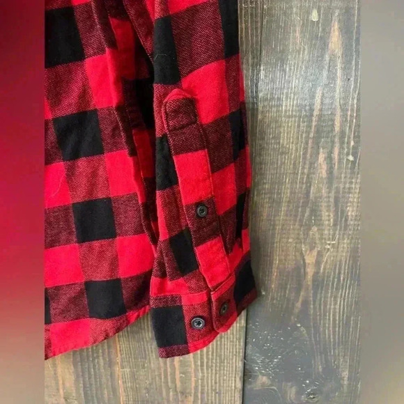 NWT Goodfellow &‎ Co. Men's Red Black Buffalo Plaid Flannel, fall, winter E65 - Picture 5 of 6